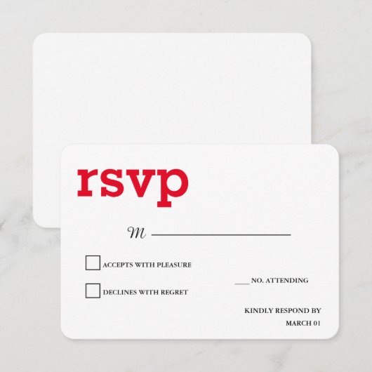 Antwoord Modern Plain Minimalist Rood Wit (Voorkant / Achterkant)