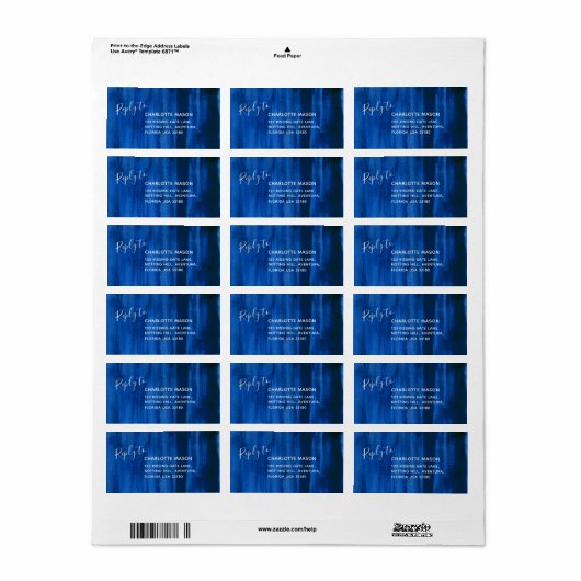 Antwoord op blauwe adresetiketten voor abstracte k etiket (Full Sheet)