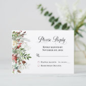 Antwoord op de feestdag met kerstcadeaus voor RSVP (Staand voorkant)