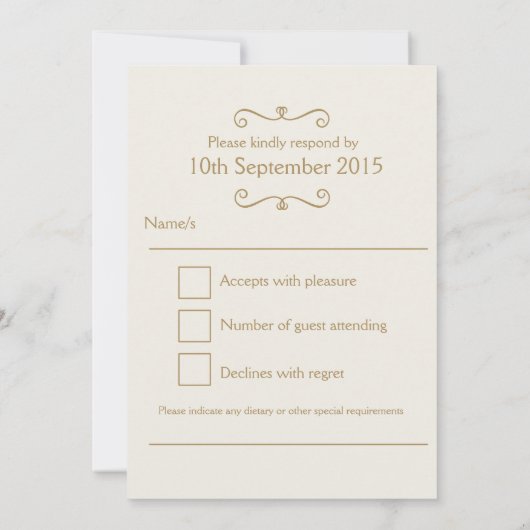 Antwoord op huwelijksuitnodiging met zee schelpen  kaart (Achterkant)