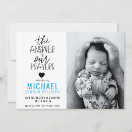 Antwoord op onze gebeden Foto Blue Boy Birth Aankondiging