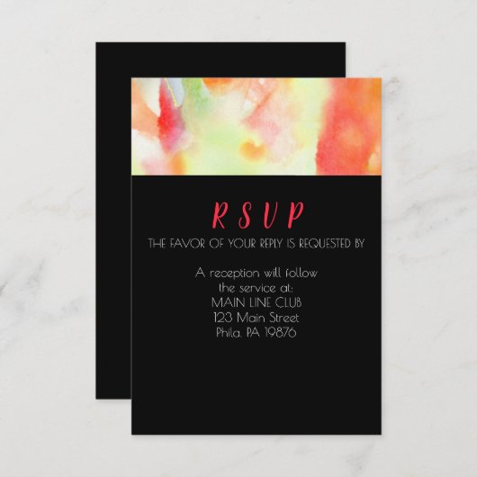 Antwoord op RSVP waterverf Weddenschap Kaart (Voorkant / Achterkant)