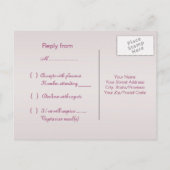 Antwoord op uitnodiging (RSVP) briefkaart. Roze pi Briefkaart (Achterkant)