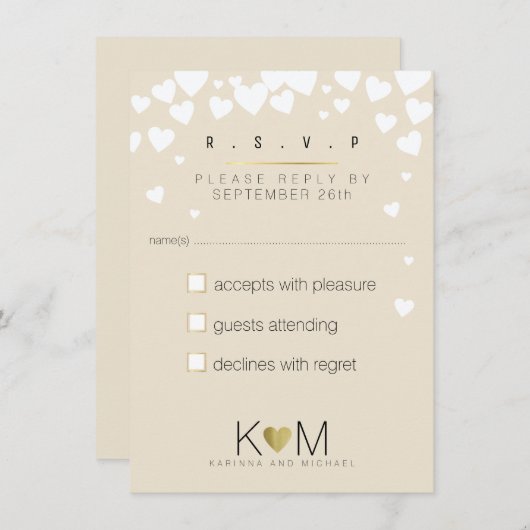 antwoord op vraag rsvp elegant , romantische liefd kaart (Voorkant / Achterkant)