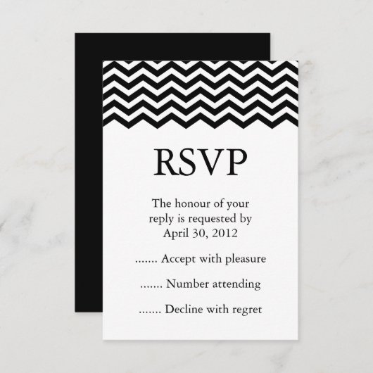 Antwoord op zwart-witgebeurtenissen, RSVP- of resp (Voorkant / Achterkant)
