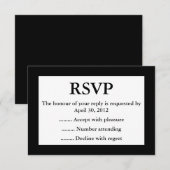 Antwoord op zwart-witgebeurtenissen, RSVP- of resp (Voorkant / Achterkant)