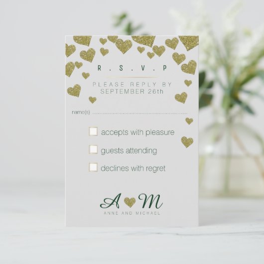 Antwoord, Reageer R.S.V.P. Love Wedding RSVP Kaartje (Staand voorkant)