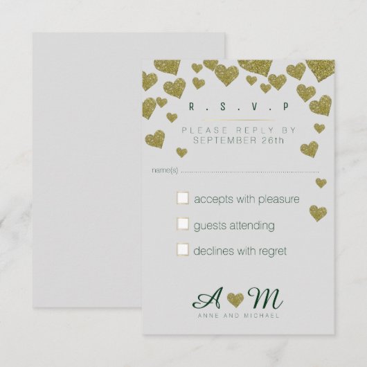 Antwoord, Reageer R.S.V.P. Love Wedding RSVP Kaartje (Voorkant / Achterkant)