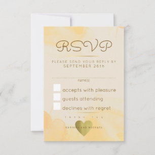 Antwoord, Reageer RSVP . Gele waterverf bruiloft Kaartje
