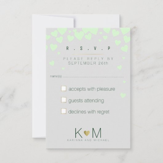 Antwoord Reageer RSVP . Romantische liefde bruilof (Voorkant)
