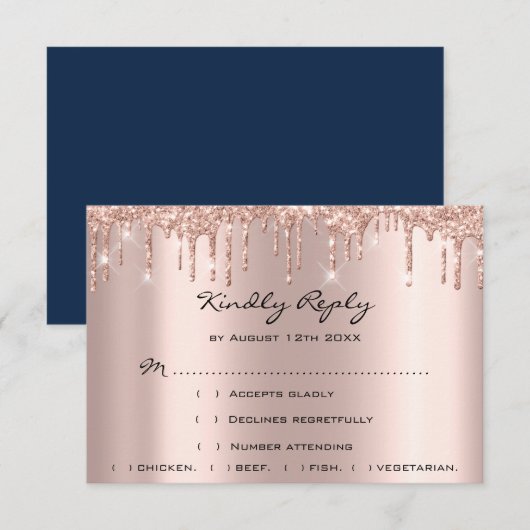 Antwoord Roos Bruiloft Glitter Bruidsmeisjesfeest (Voorkant / Achterkant)