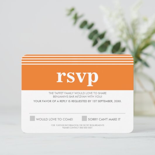 ANTWOORD RSVP ANTWOORD vet eenvoudig sinaasappel (Staand voorkant)