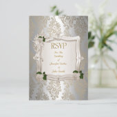 Antwoord RSVP Elegante Trouwdag Sepia Zilver Witte (Staand voorkant)