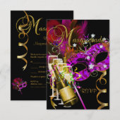 Antwoord RSVP-reactie maskers zwart Goud Roze (Voorkant / Achterkant)