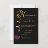 Antwoord RSVP-reactie maskers zwart Goud Roze (Achterkant)