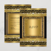 Antwoord RSVP-reactie Metallic Goud Zwart Diamant (Voorkant / Achterkant)