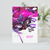 Antwoord RSVP Reactie Verjaardagsfeest Masker Wit  (Staand voorkant)