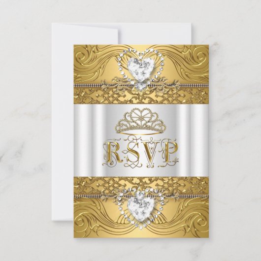 Antwoord RSVP-reactie Witgouden Quinceanera (Voorkant)
