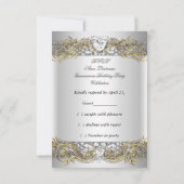 Antwoord RSVP-reactie Zilver Wit Goud Quinceanera (Achterkant)