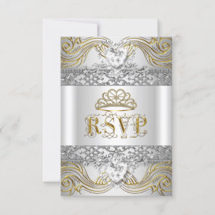Antwoord RSVP-reactie Zilver Wit Goud Quinceanera