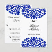 Antwoord van Royal Blue Damask RSVP (Voorkant / Achterkant)