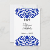 Antwoord van Royal Blue Damask RSVP (Voorkant)