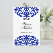 Antwoord van Royal Blue Damask RSVP (Staand voorkant)