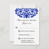 Antwoord van Royal Blue Damask RSVP (Achterkant)