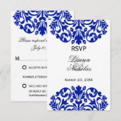 Antwoord van Royal Blue Damask RSVP (Voorkant / Achterkant)