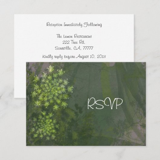 Antwoord voor Huwelijksreceptie met Kantbloemen va Kaart (Voorkant / Achterkant)