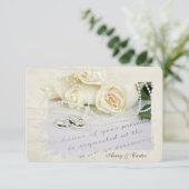 Antwoord witte rozen en ringen kaart (Staand voorkant)