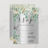 Antwoord Zilveren Druppels Trouw Mintgroene Bloeme (Voorkant / Achterkant)