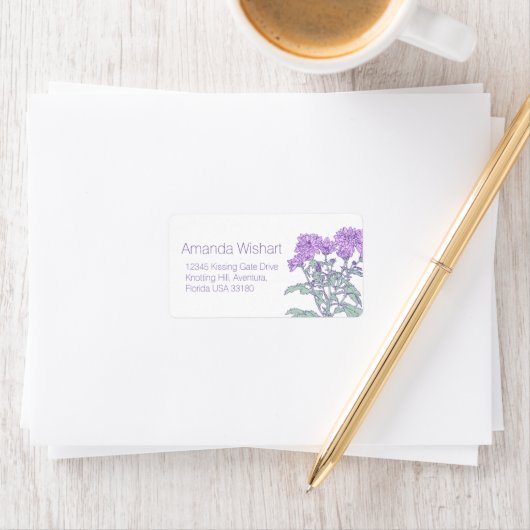 antwoordadres voor Paarse bloem Etiket (Insitu)