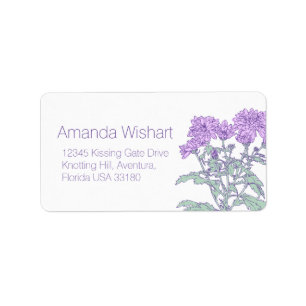 antwoordadres voor Paarse bloem Etiket