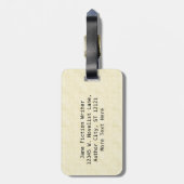 Antwoordblad voor grappige schrijfmachine bagagelabel (Achterkant verticaal)