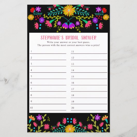 Antwoordblad voor Mexicaans schoeisel uit de Flora (Voorkant)