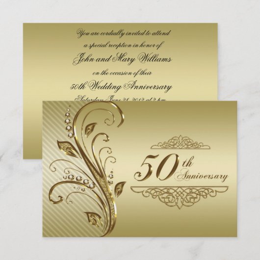 Antwoordkaart 50ste gouden huwelijksjubileum kaart (Voorkant / Achterkant)