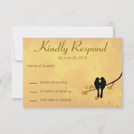 Antwoordkaart 50ste verjaardag Love Birds RSVP Kaartje