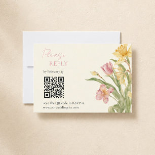 Antwoordkaart April Blossom Garden Daffodil RSVP Kaartje