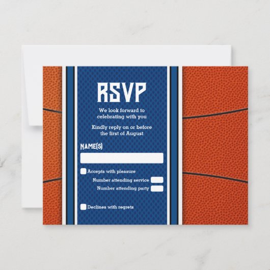 Antwoordkaart Bar Mitzvah Orange Blue Basketball Kaart (Voorkant)