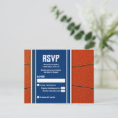 Antwoordkaart Bar Mitzvah Orange Blue Basketball Kaart (Staand voorkant)