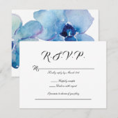 Antwoordkaart | Blauwe Orchidee RSVP Kaartje (Voorkant / Achterkant)