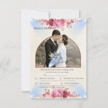 Antwoordkaart Blush Rose Kerk Huwelijk