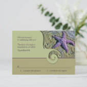 Antwoordkaart Bruiloft Starfish Bestemming RSVP Kaartje (Staand voorkant)