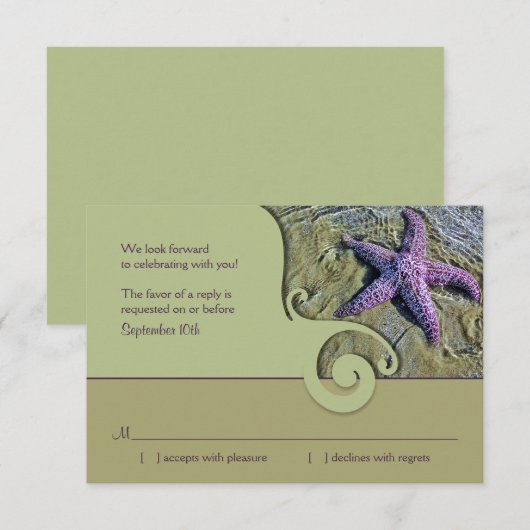 Antwoordkaart Bruiloft Sterrenkijker Bestemming RS RSVP Kaartje (Voorkant / Achterkant)