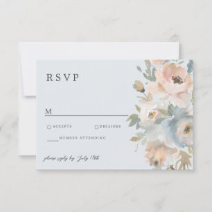 Antwoordkaart Cottage Garden Pastel Blauwe Perzik  RSVP Kaartje