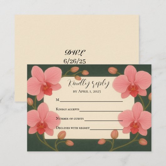 Antwoordkaart Ever After Orchid RSVP Kaartje (Voorkant / Achterkant)