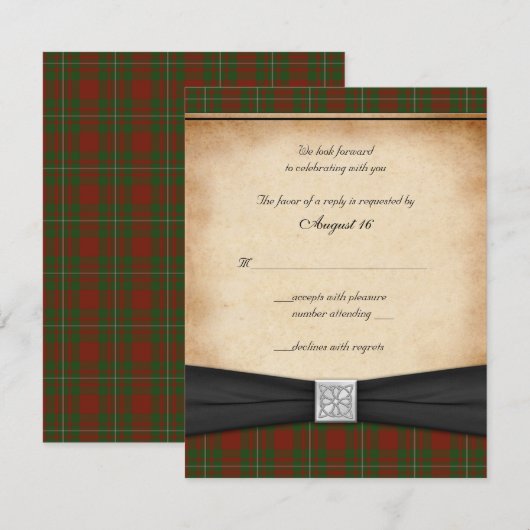 Antwoordkaart Huwelijk MacGregor of Cardney RSVP Kaartje (Voorkant / Achterkant)