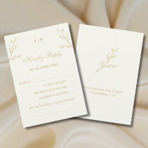 Antwoordkaart Ivoor Botanisch Christelijk Huwelijk RSVP Kaartje