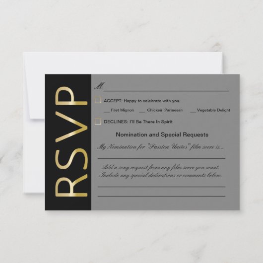 Antwoordkaart keuze gast RSVP Kaart (Achterkant)